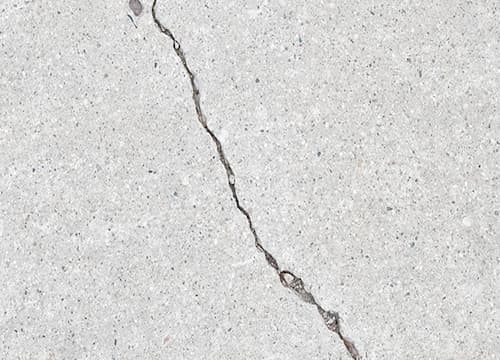Crack running across a concrete slab