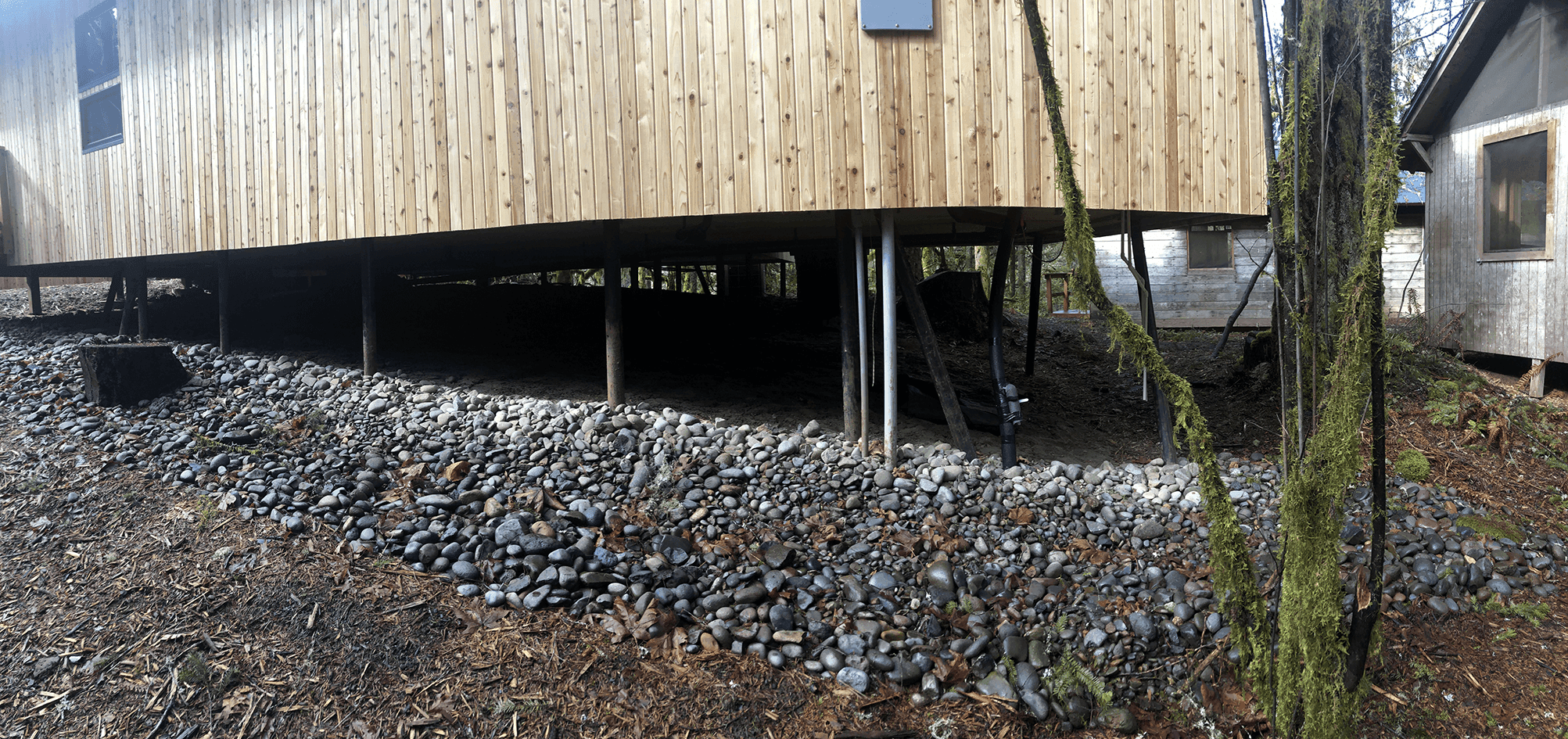 Camp Namana Cabins, Sandy, OR — driven piles, 256 piles