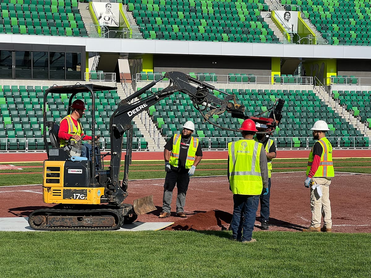 Hayward Field Helical Anchors, Eugene, OR — helical piles, 4 piles