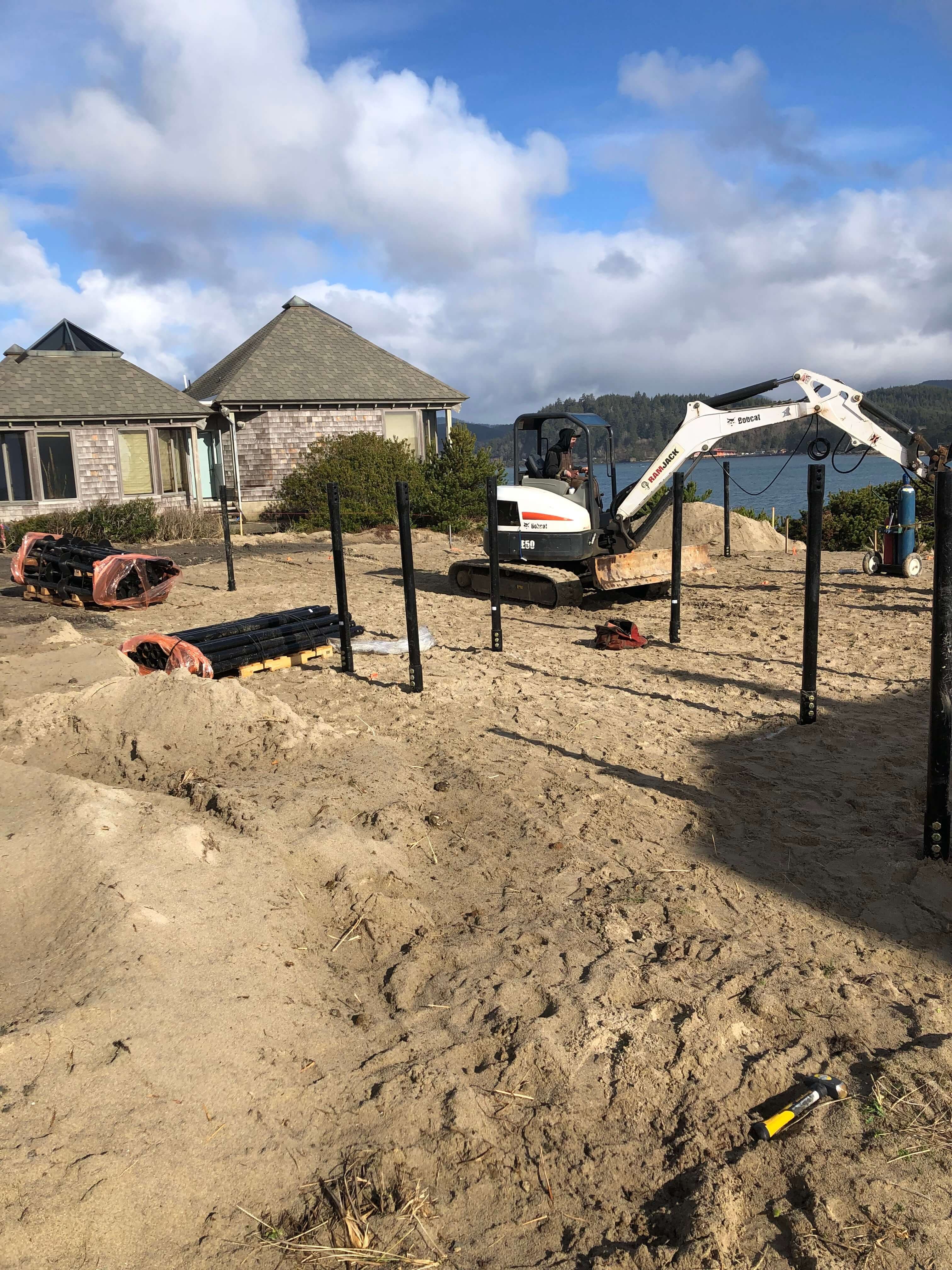 Salishan Helicals, Lincoln City, OR — helical piles, 45 piles